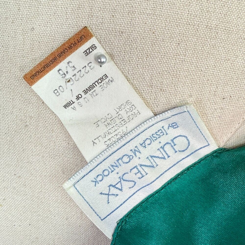 Gunne Sax | Metallic Shiny Forest Green Lace Fairy Dream Winter Dress | Sz 6 - Picture 8 of 14